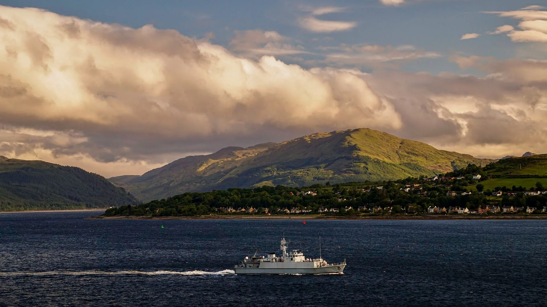 The research ship sailing off the coast of Scotland