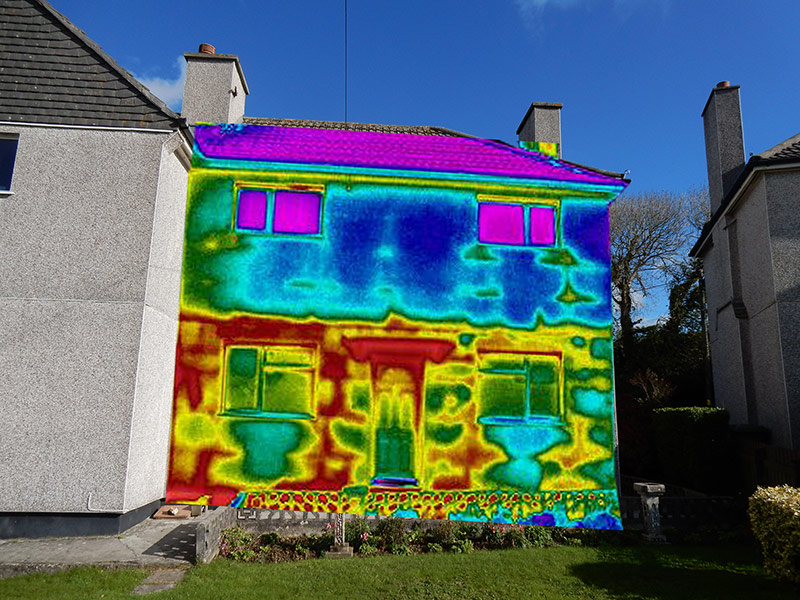 Thermographic image of a house